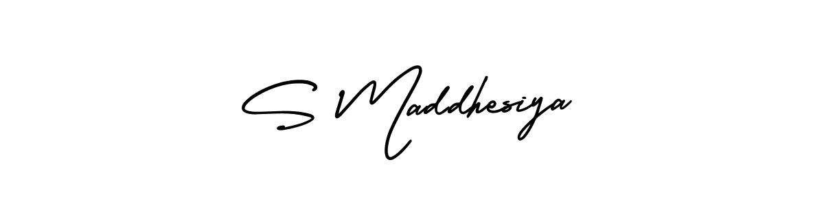 AmerikaSignatureDemo-Regular is a professional signature style that is perfect for those who want to add a touch of class to their signature. It is also a great choice for those who want to make their signature more unique. Get S Maddhesiya name to fancy signature for free. S Maddhesiya signature style 3 images and pictures png