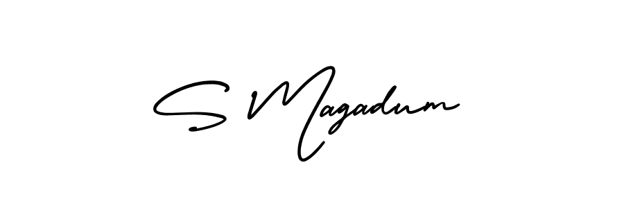 How to make S Magadum name signature. Use AmerikaSignatureDemo-Regular style for creating short signs online. This is the latest handwritten sign. S Magadum signature style 3 images and pictures png