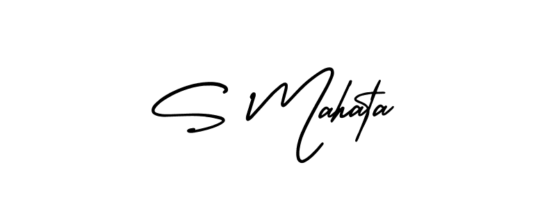 The best way (AmerikaSignatureDemo-Regular) to make a short signature is to pick only two or three words in your name. The name S Mahata include a total of six letters. For converting this name. S Mahata signature style 3 images and pictures png