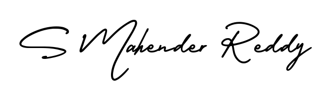 You should practise on your own different ways (AmerikaSignatureDemo-Regular) to write your name (S Mahender Reddy) in signature. Don't let someone else do it for you. S Mahender Reddy signature style 3 images and pictures png