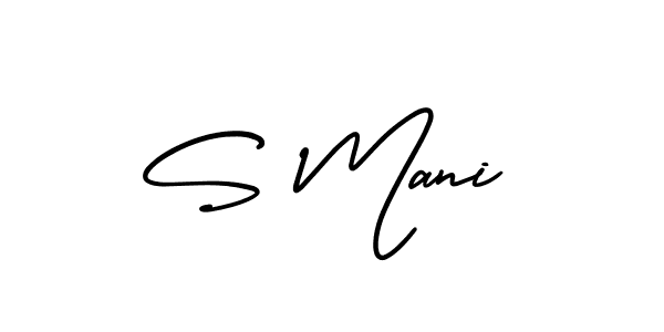 The best way (AmerikaSignatureDemo-Regular) to make a short signature is to pick only two or three words in your name. The name S Mani include a total of six letters. For converting this name. S Mani signature style 3 images and pictures png