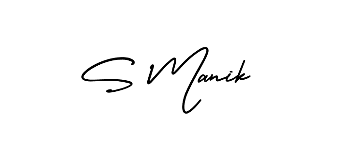 How to Draw S Manik signature style? AmerikaSignatureDemo-Regular is a latest design signature styles for name S Manik. S Manik signature style 3 images and pictures png