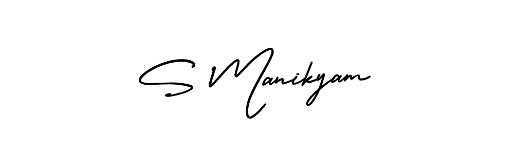Design your own signature with our free online signature maker. With this signature software, you can create a handwritten (AmerikaSignatureDemo-Regular) signature for name S Manikyam. S Manikyam signature style 3 images and pictures png