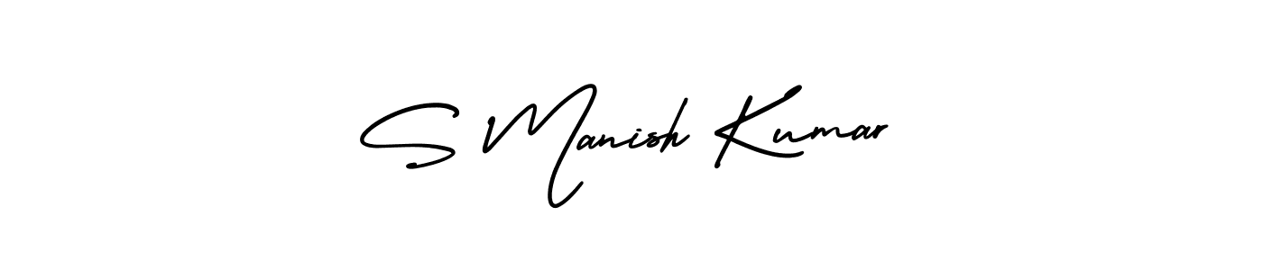 Also You can easily find your signature by using the search form. We will create S Manish Kumar name handwritten signature images for you free of cost using AmerikaSignatureDemo-Regular sign style. S Manish Kumar signature style 3 images and pictures png