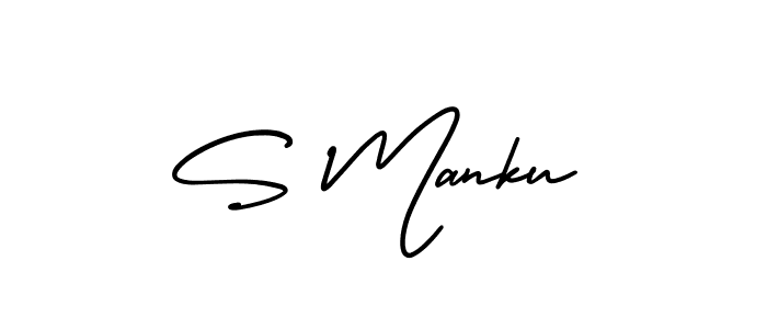 if you are searching for the best signature style for your name S Manku. so please give up your signature search. here we have designed multiple signature styles  using AmerikaSignatureDemo-Regular. S Manku signature style 3 images and pictures png