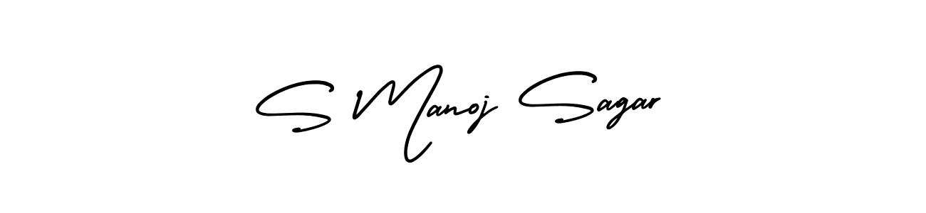 Similarly AmerikaSignatureDemo-Regular is the best handwritten signature design. Signature creator online .You can use it as an online autograph creator for name S Manoj Sagar. S Manoj Sagar signature style 3 images and pictures png