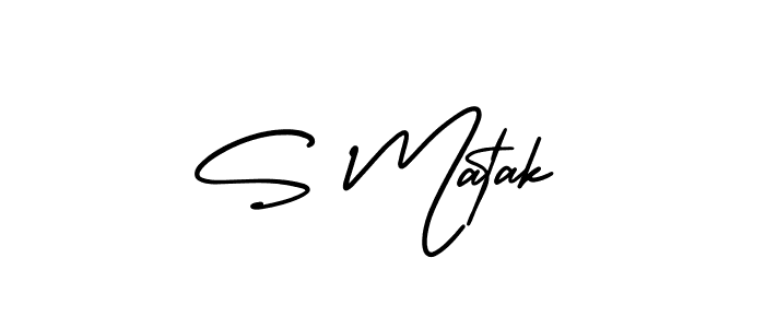 How to make S Matak name signature. Use AmerikaSignatureDemo-Regular style for creating short signs online. This is the latest handwritten sign. S Matak signature style 3 images and pictures png