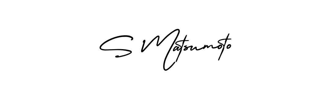 The best way (AmerikaSignatureDemo-Regular) to make a short signature is to pick only two or three words in your name. The name S Matsumoto include a total of six letters. For converting this name. S Matsumoto signature style 3 images and pictures png