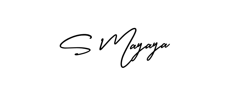 You should practise on your own different ways (AmerikaSignatureDemo-Regular) to write your name (S Mayaya) in signature. don't let someone else do it for you. S Mayaya signature style 3 images and pictures png