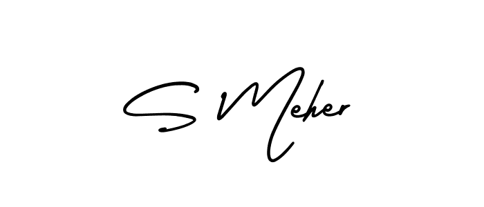 The best way (AmerikaSignatureDemo-Regular) to make a short signature is to pick only two or three words in your name. The name S Meher include a total of six letters. For converting this name. S Meher signature style 3 images and pictures png