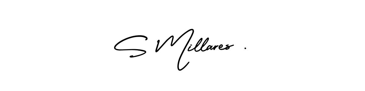 You should practise on your own different ways (AmerikaSignatureDemo-Regular) to write your name (S Millares .) in signature. don't let someone else do it for you. S Millares . signature style 3 images and pictures png