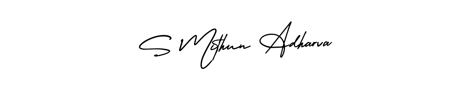 S Mithun Adharva stylish signature style. Best Handwritten Sign (AmerikaSignatureDemo-Regular) for my name. Handwritten Signature Collection Ideas for my name S Mithun Adharva. S Mithun Adharva signature style 3 images and pictures png