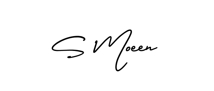 How to make S Moeen name signature. Use AmerikaSignatureDemo-Regular style for creating short signs online. This is the latest handwritten sign. S Moeen signature style 3 images and pictures png
