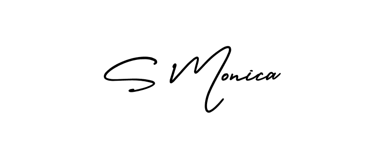 Design your own signature with our free online signature maker. With this signature software, you can create a handwritten (AmerikaSignatureDemo-Regular) signature for name S Monica. S Monica signature style 3 images and pictures png