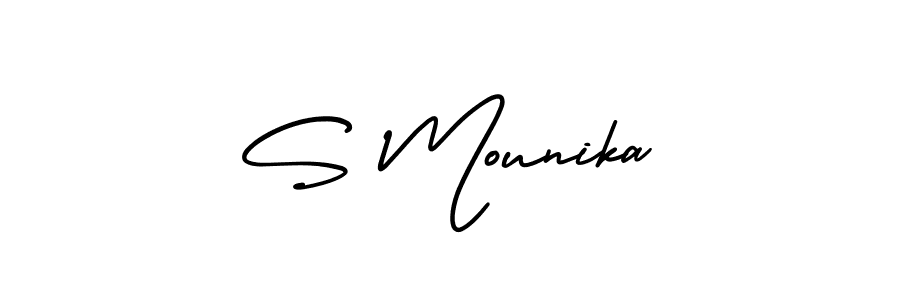 Design your own signature with our free online signature maker. With this signature software, you can create a handwritten (AmerikaSignatureDemo-Regular) signature for name S Mounika. S Mounika signature style 3 images and pictures png