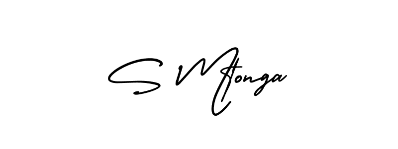 Design your own signature with our free online signature maker. With this signature software, you can create a handwritten (AmerikaSignatureDemo-Regular) signature for name S Mtonga. S Mtonga signature style 3 images and pictures png