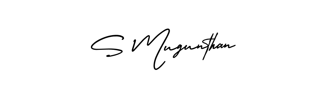 You should practise on your own different ways (AmerikaSignatureDemo-Regular) to write your name (S Mugunthan) in signature. don't let someone else do it for you. S Mugunthan signature style 3 images and pictures png