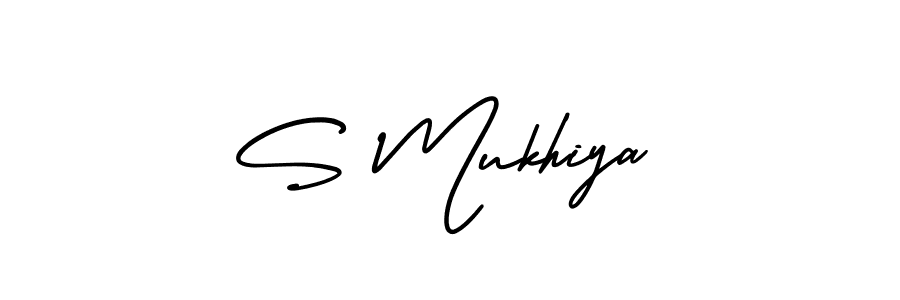 You should practise on your own different ways (AmerikaSignatureDemo-Regular) to write your name (S Mukhiya) in signature. don't let someone else do it for you. S Mukhiya signature style 3 images and pictures png