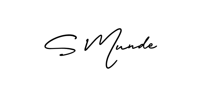 Use a signature maker to create a handwritten signature online. With this signature software, you can design (AmerikaSignatureDemo-Regular) your own signature for name S Munde. S Munde signature style 3 images and pictures png