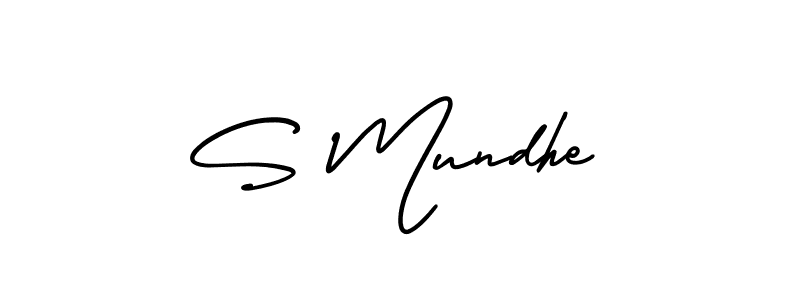 if you are searching for the best signature style for your name S Mundhe. so please give up your signature search. here we have designed multiple signature styles  using AmerikaSignatureDemo-Regular. S Mundhe signature style 3 images and pictures png