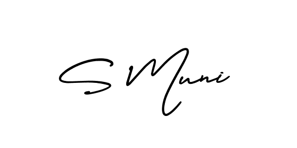 Design your own signature with our free online signature maker. With this signature software, you can create a handwritten (AmerikaSignatureDemo-Regular) signature for name S Muni. S Muni signature style 3 images and pictures png