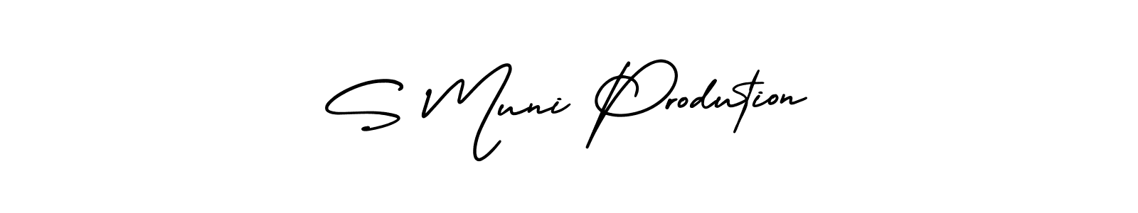 if you are searching for the best signature style for your name S Muni Prodution. so please give up your signature search. here we have designed multiple signature styles  using AmerikaSignatureDemo-Regular. S Muni Prodution signature style 3 images and pictures png