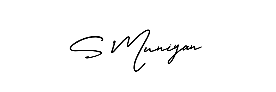 How to Draw S Muniyan signature style? AmerikaSignatureDemo-Regular is a latest design signature styles for name S Muniyan. S Muniyan signature style 3 images and pictures png