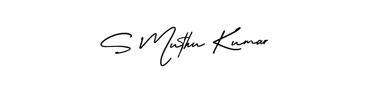 This is the best signature style for the S Muthu Kumar name. Also you like these signature font (AmerikaSignatureDemo-Regular). Mix name signature. S Muthu Kumar signature style 3 images and pictures png