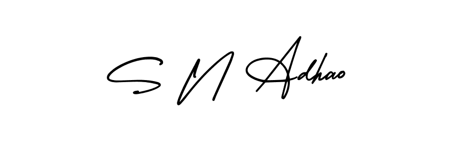 This is the best signature style for the S N Adhao name. Also you like these signature font (AmerikaSignatureDemo-Regular). Mix name signature. S N Adhao signature style 3 images and pictures png