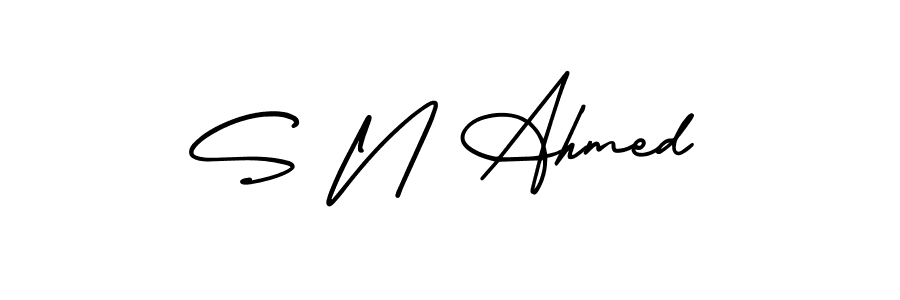 AmerikaSignatureDemo-Regular is a professional signature style that is perfect for those who want to add a touch of class to their signature. It is also a great choice for those who want to make their signature more unique. Get S N Ahmed name to fancy signature for free. S N Ahmed signature style 3 images and pictures png