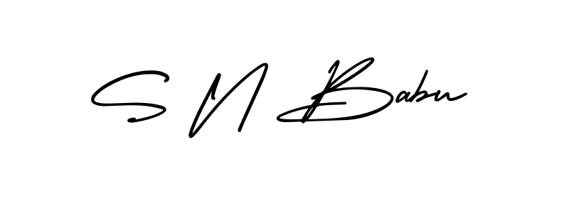 You should practise on your own different ways (AmerikaSignatureDemo-Regular) to write your name (S N Babu) in signature. don't let someone else do it for you. S N Babu signature style 3 images and pictures png