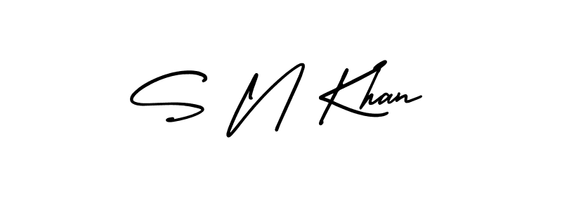 How to make S N Khan name signature. Use AmerikaSignatureDemo-Regular style for creating short signs online. This is the latest handwritten sign. S N Khan signature style 3 images and pictures png