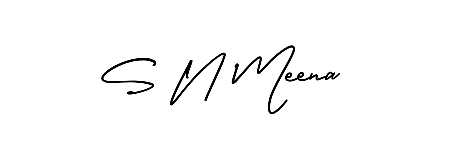 Create a beautiful signature design for name S N Meena. With this signature (AmerikaSignatureDemo-Regular) fonts, you can make a handwritten signature for free. S N Meena signature style 3 images and pictures png