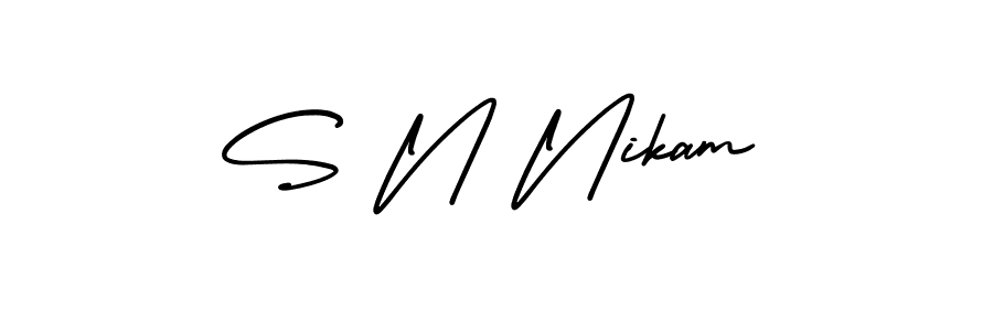 S N Nikam stylish signature style. Best Handwritten Sign (AmerikaSignatureDemo-Regular) for my name. Handwritten Signature Collection Ideas for my name S N Nikam. S N Nikam signature style 3 images and pictures png