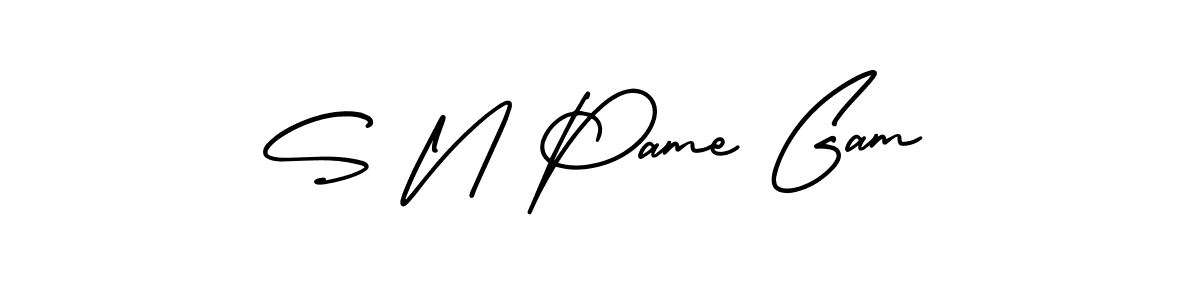 Make a short S N Pame Gam signature style. Manage your documents anywhere anytime using AmerikaSignatureDemo-Regular. Create and add eSignatures, submit forms, share and send files easily. S N Pame Gam signature style 3 images and pictures png