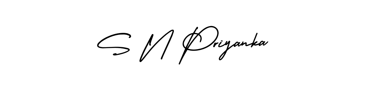 How to make S N Priyanka name signature. Use AmerikaSignatureDemo-Regular style for creating short signs online. This is the latest handwritten sign. S N Priyanka signature style 3 images and pictures png