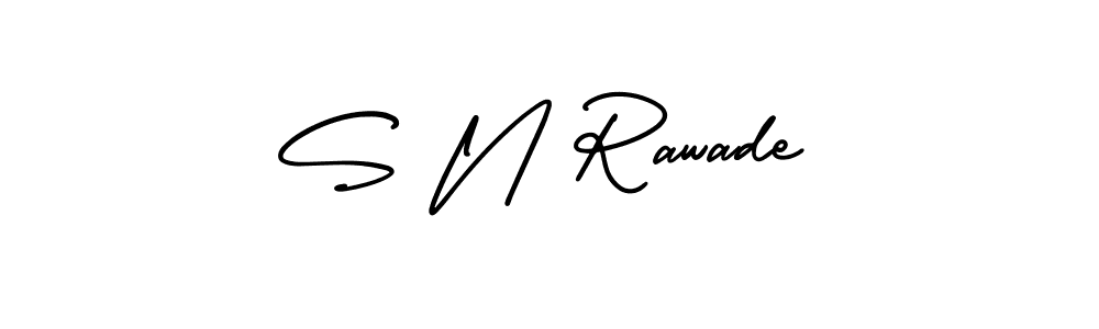 The best way (AmerikaSignatureDemo-Regular) to make a short signature is to pick only two or three words in your name. The name S N Rawade include a total of six letters. For converting this name. S N Rawade signature style 3 images and pictures png