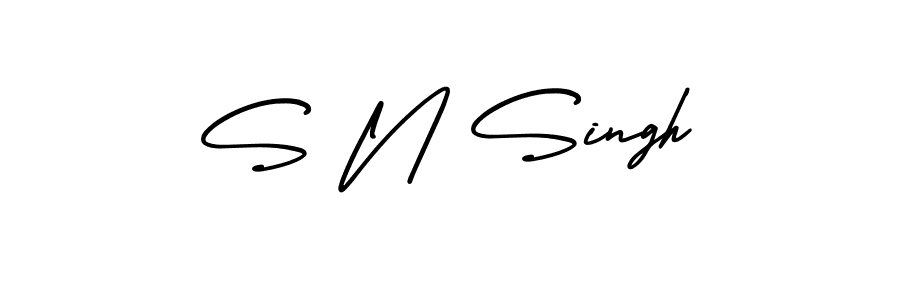 How to make S N Singh name signature. Use AmerikaSignatureDemo-Regular style for creating short signs online. This is the latest handwritten sign. S N Singh signature style 3 images and pictures png