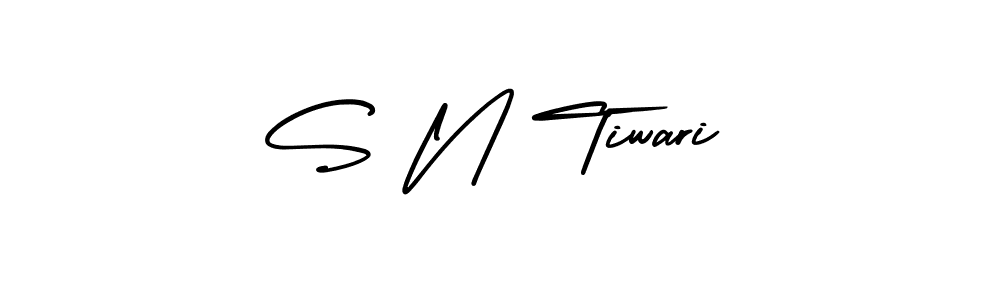 How to make S N Tiwari name signature. Use AmerikaSignatureDemo-Regular style for creating short signs online. This is the latest handwritten sign. S N Tiwari signature style 3 images and pictures png