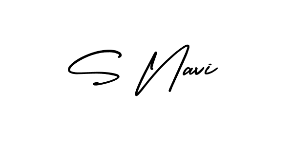 Design your own signature with our free online signature maker. With this signature software, you can create a handwritten (AmerikaSignatureDemo-Regular) signature for name S Navi. S Navi signature style 3 images and pictures png