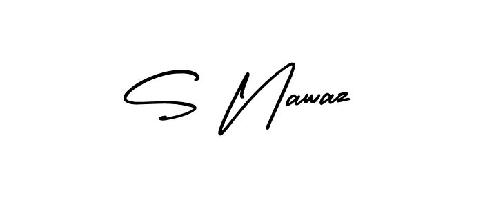 How to make S Nawaz name signature. Use AmerikaSignatureDemo-Regular style for creating short signs online. This is the latest handwritten sign. S Nawaz signature style 3 images and pictures png