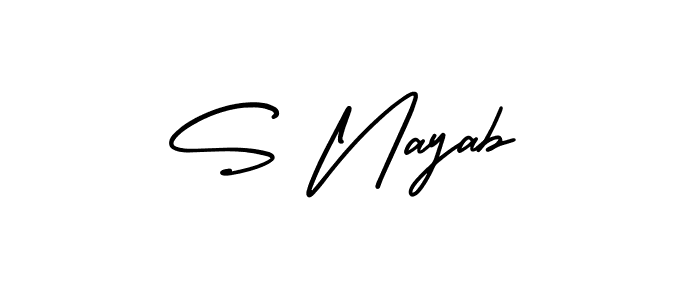 This is the best signature style for the S Nayab name. Also you like these signature font (AmerikaSignatureDemo-Regular). Mix name signature. S Nayab signature style 3 images and pictures png