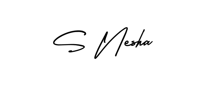 How to make S Nesha signature? AmerikaSignatureDemo-Regular is a professional autograph style. Create handwritten signature for S Nesha name. S Nesha signature style 3 images and pictures png