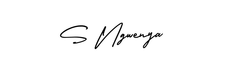 Make a beautiful signature design for name S Ngwenya. With this signature (AmerikaSignatureDemo-Regular) style, you can create a handwritten signature for free. S Ngwenya signature style 3 images and pictures png