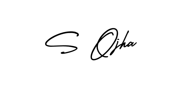 The best way (AmerikaSignatureDemo-Regular) to make a short signature is to pick only two or three words in your name. The name S Ojha include a total of six letters. For converting this name. S Ojha signature style 3 images and pictures png