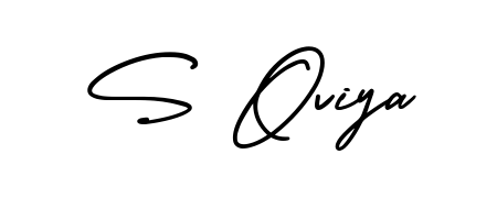 Try this chic S Oviya handwritten sign style. Using AmerikaSignatureDemo-Regular font elements, it gives your name a sleek, memorable identity. S Oviya signature style 3 images and pictures png