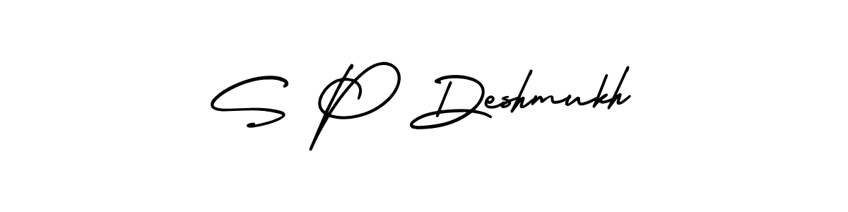 How to make S P Deshmukh name signature. Use AmerikaSignatureDemo-Regular style for creating short signs online. This is the latest handwritten sign. S P Deshmukh signature style 3 images and pictures png