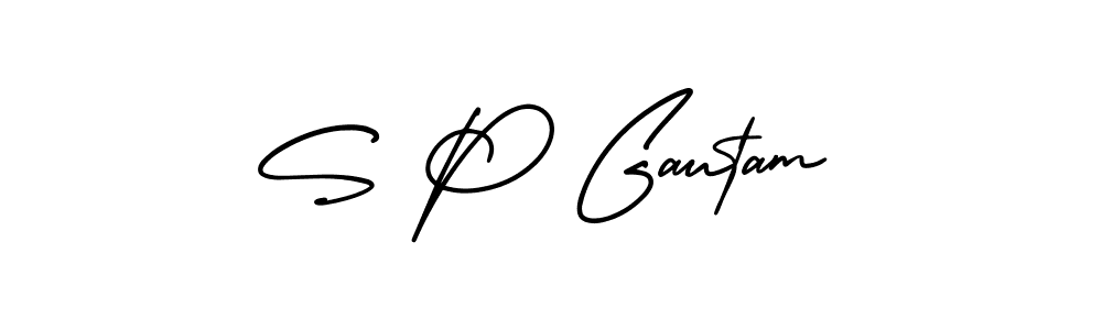 Use a signature maker to create a handwritten signature online. With this signature software, you can design (AmerikaSignatureDemo-Regular) your own signature for name S P Gautam. S P Gautam signature style 3 images and pictures png