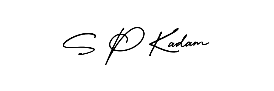 You should practise on your own different ways (AmerikaSignatureDemo-Regular) to write your name (S P Kadam) in signature. don't let someone else do it for you. S P Kadam signature style 3 images and pictures png