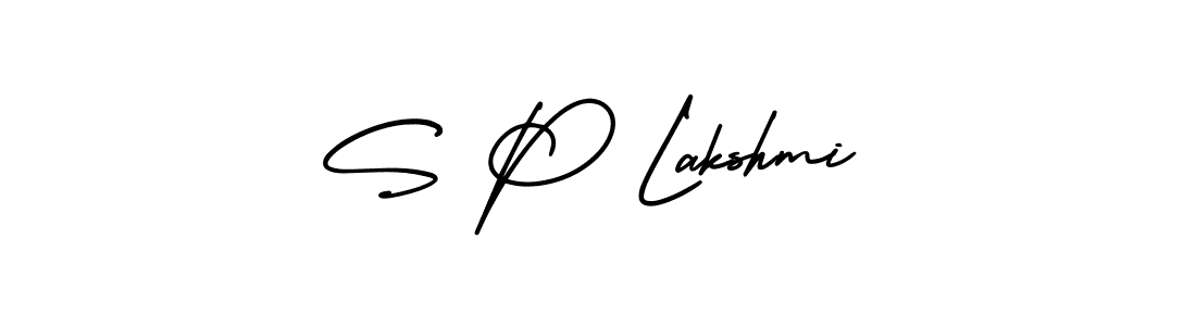 How to make S P Lakshmi name signature. Use AmerikaSignatureDemo-Regular style for creating short signs online. This is the latest handwritten sign. S P Lakshmi signature style 3 images and pictures png